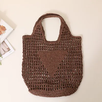 Women Fashion Large Capacity Hollow Woven Straw Handbag