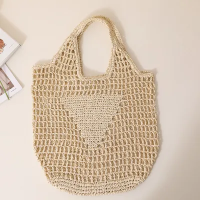 Women Fashion Large Capacity Hollow Woven Straw Handbag