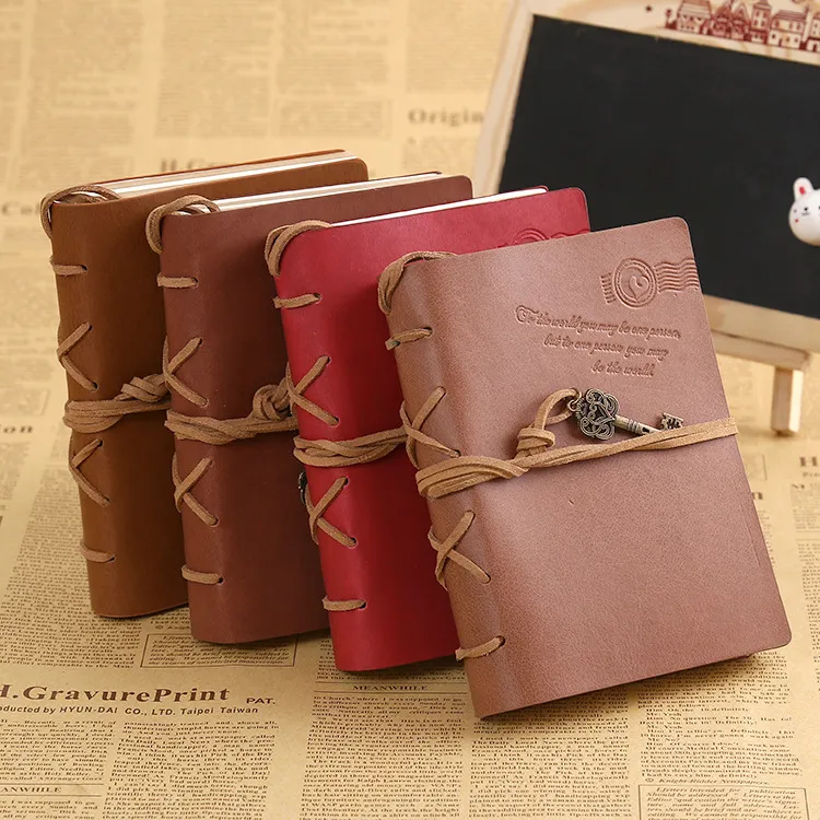 Retro PU Creative Strap Key Notebook - 100 Sheets Kraft Paper, A5 Size, Vintage Leather Journal