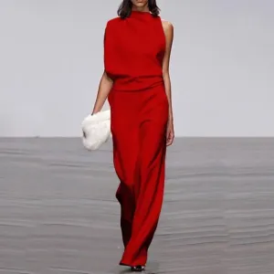 Women Casual One Shoulder Sleeveless Jumpsuit Office Commuting