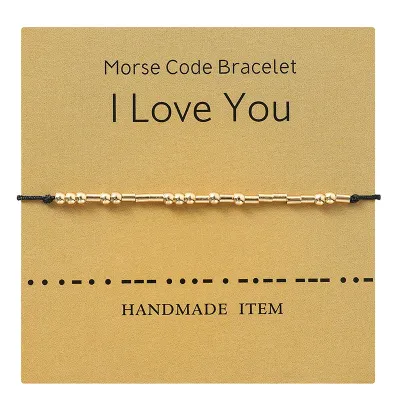 Morse Code Alphanumeric Couple Bracelet Copper