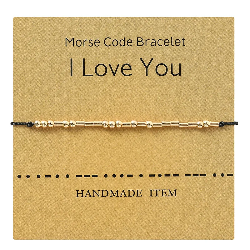 Morse Code Alphanumeric Couple Bracelet Copper