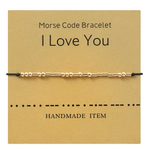 Morse Code Alphanumeric Couple Bracelet Copper