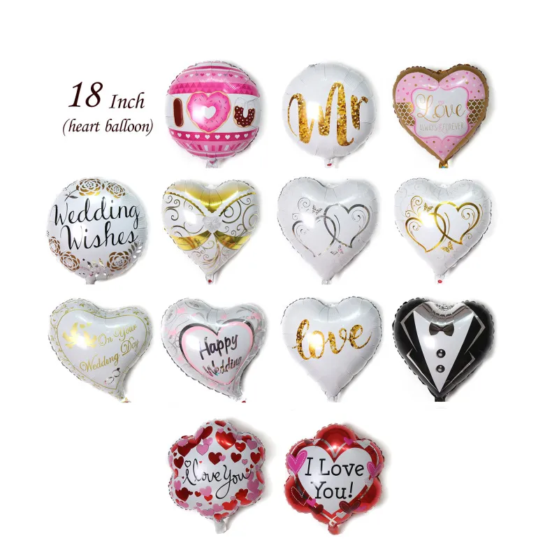 50pcs 18 Inch Heart Aluminum Film Balloon Wedding Decorations Balloon
