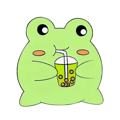 Women Cute Cartoon Frog Milk Tea Shape Metal Brooch