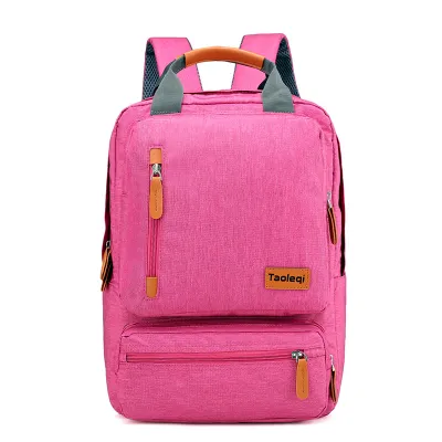 Unisex Casual Multi-Pocket Canvas Backpack with Curved Shoulder Straps
