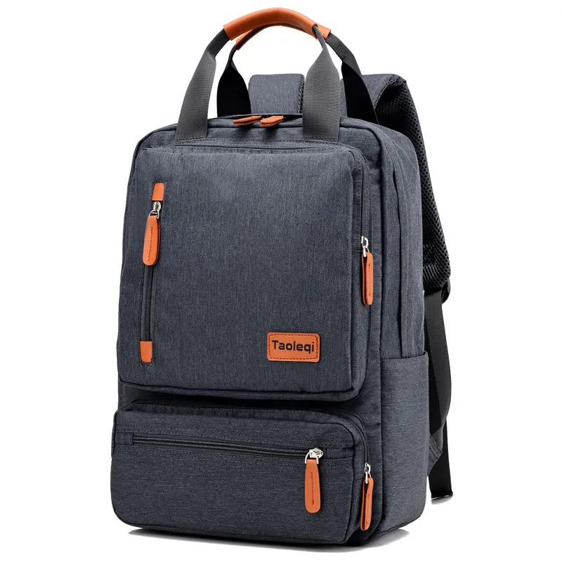 Unisex Casual Multi-Pocket Canvas Backpack with Curved Shoulder Straps