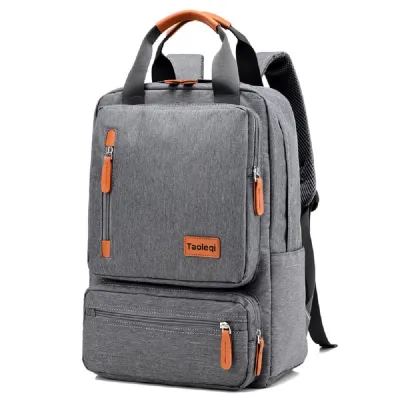 Unisex Casual Multi-Pocket Canvas Backpack with Curved Shoulder Straps