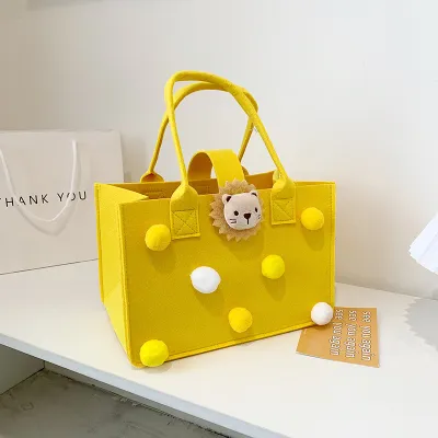Fashion Girls Cartoon Felt Handbag with Magnetic Buckle for Kids