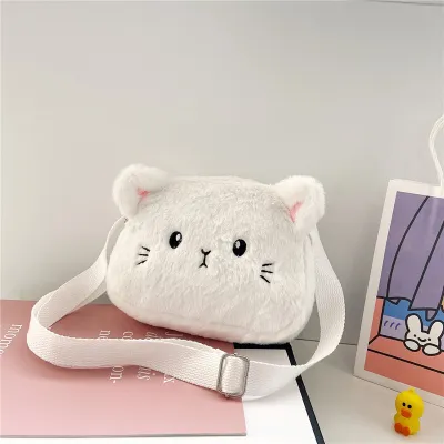Children Kids Baby Fashion Girls Cartoon Kitten Plush Mini Crossbody Bag