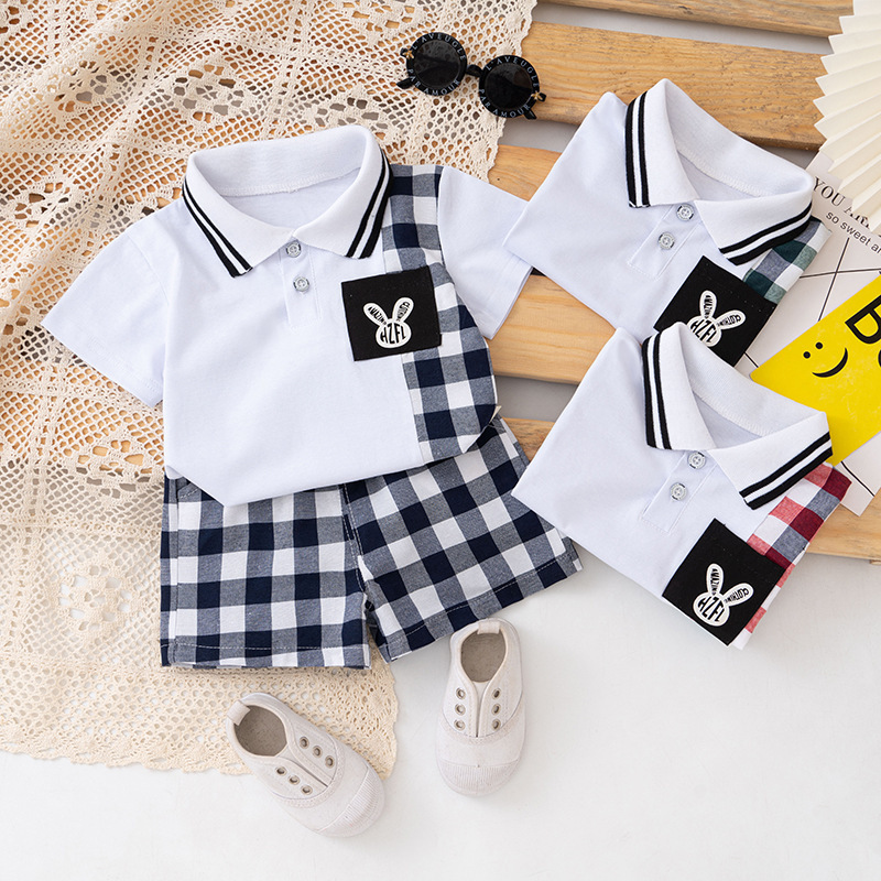 Wholesale Children Kids Baby Fashion Boys Short Sleeve Plaid