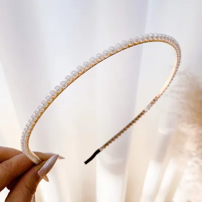 Women Simple Fashion Imitation Pearls Hairband