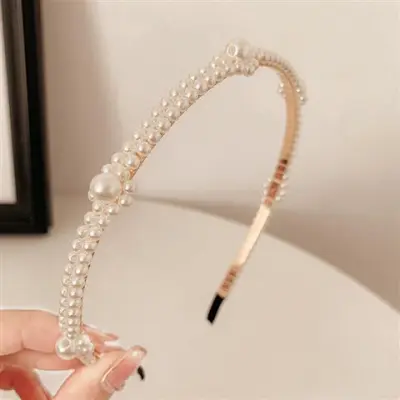 Women Simple Fashion Imitation Pearls Hairband