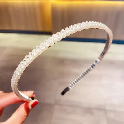 Women Simple Fashion Imitation Pearls Hairband