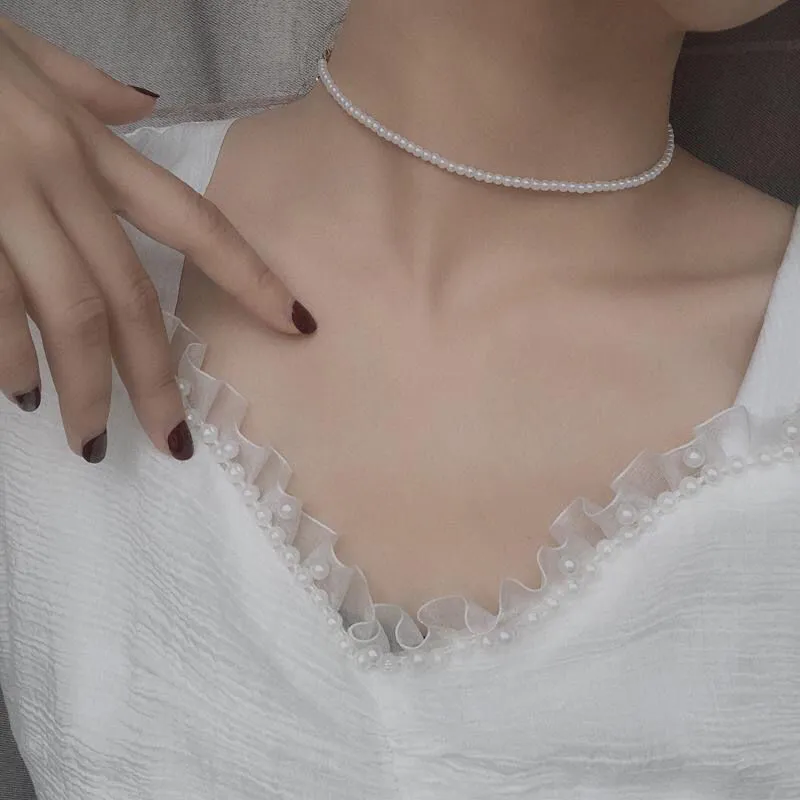 Women Fashion Simple Imitation Pearl Necklace