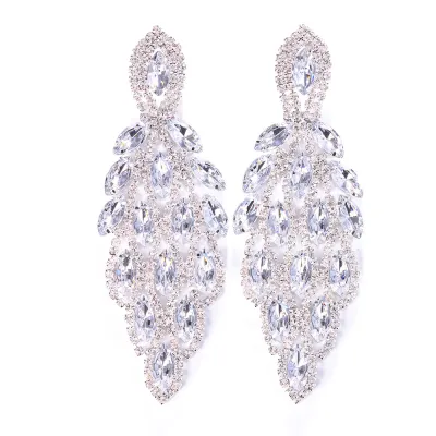 Women Fashion Exaggerated Rhinestones Drop Earrings