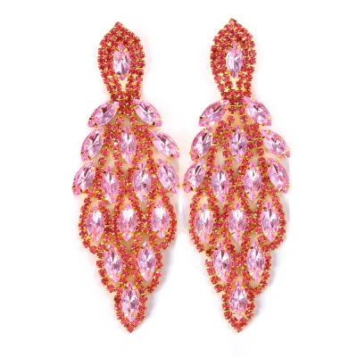Women Fashion Exaggerated Rhinestones Drop Earrings