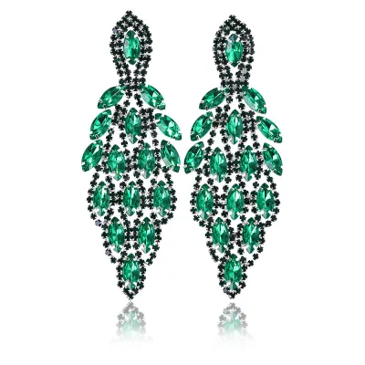 Women Fashion Exaggerated Rhinestones Drop Earrings