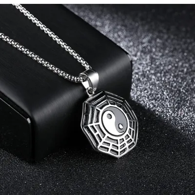 Men Fashion Five Elements Of Eight Diagrams Tai Chi Compass Pendant Necklace