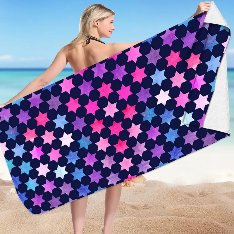 Cartoon Fish Scale Pattern Double-Sided Fleece Microfiber Square Beach Towel