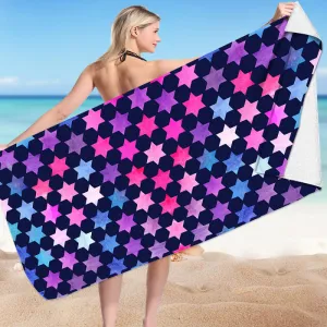 Cartoon Fish Scale Pattern Double-Sided Fleece Microfiber Square Beach Towel