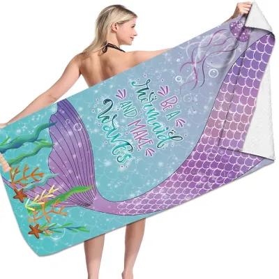 Double-Sided Fleece Microfiber Square Beach Towel for Women