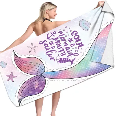 Double-Sided Fleece Microfiber Square Beach Towel for Women