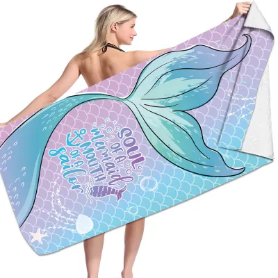 Double-Sided Fleece Microfiber Square Beach Towel for Women