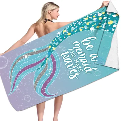 Double-Sided Fleece Microfiber Square Beach Towel for Women
