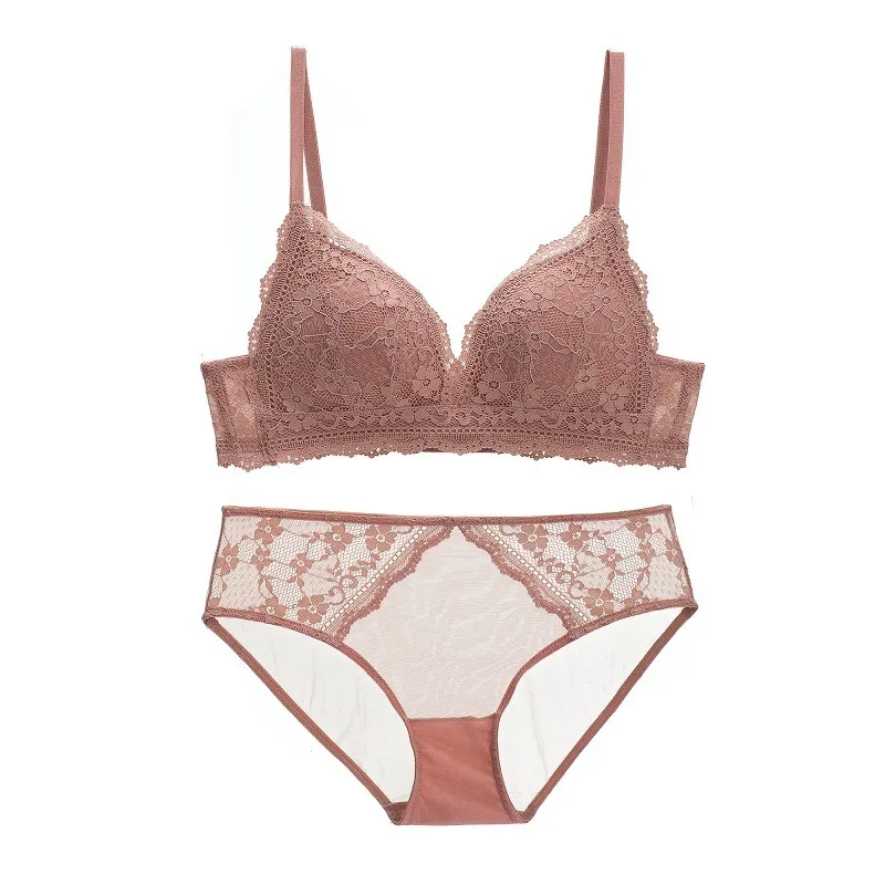 Underwear Small Chest Gathered Sexy Lace Bra Without Steel Ring Breast Bra,  2-Pack(Size:34B/75B,Color:Pink) : : Clothing, Shoes & Accessories