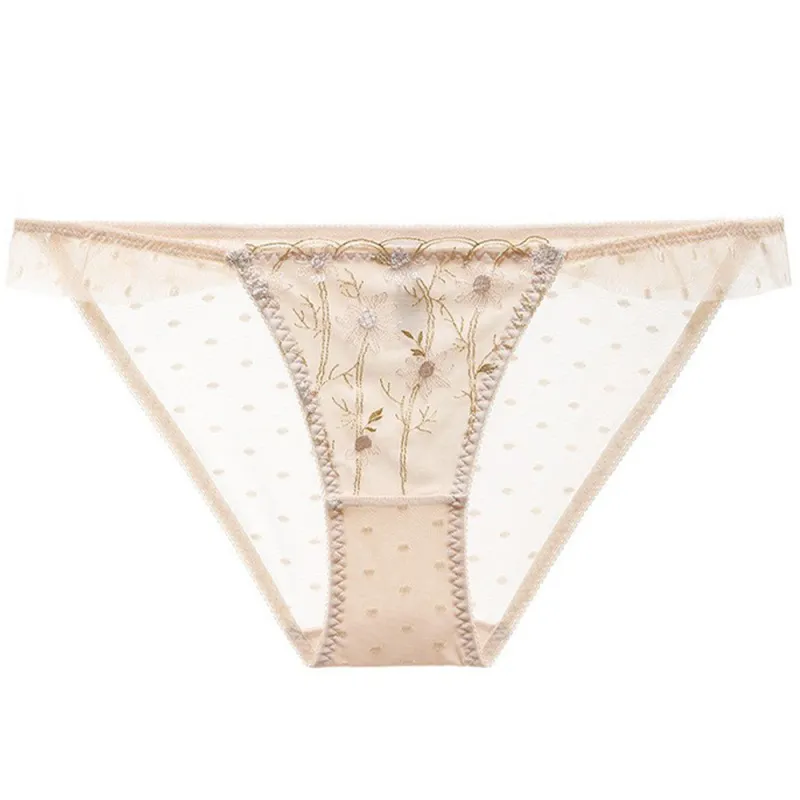 Women's Seamless See-Through Lace Mesh Low Waist Panties