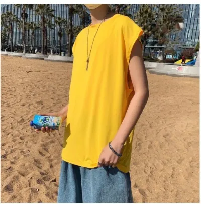 Men's Casual Loose Solid Color Sports Vest with Modal