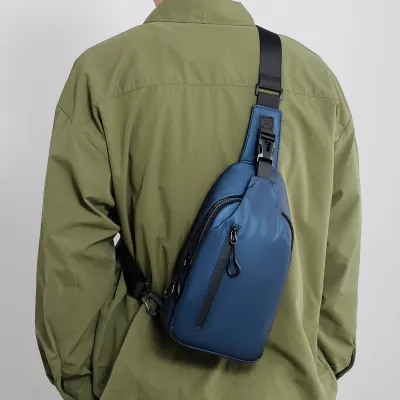 Men Casual Waterproof Nylon Chest Bag Urban Simplicity Solid Color