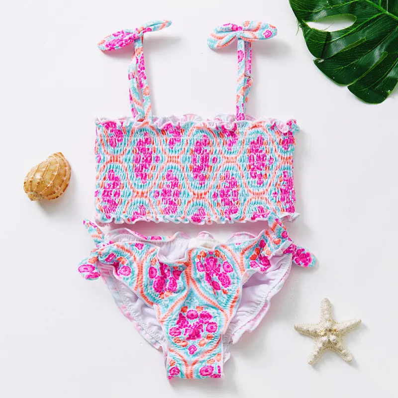 Children Kids Baby Fashion Girls Print Swimsuit Nylon