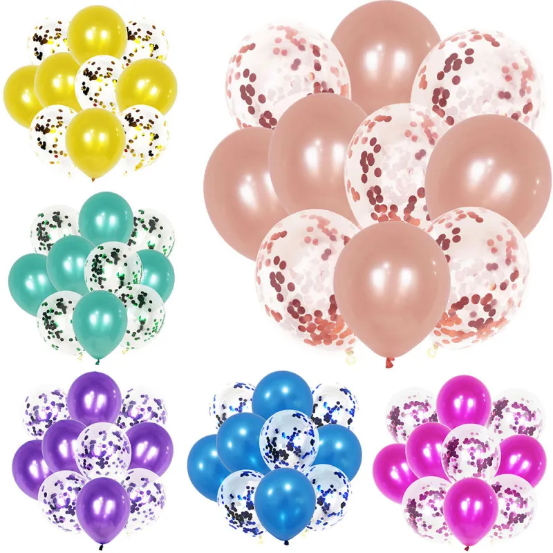 Confetti Sequins Transparent Balloon Set Wedding Room Decoration 10pcs/Pack