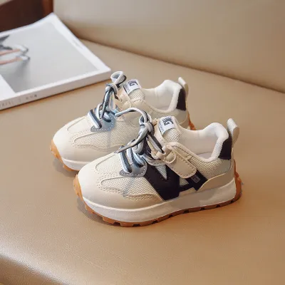 Children Kids Baby Fashion Girls Boys Soft Bottom Color Blocking Stripe Running Sneakers Shoes