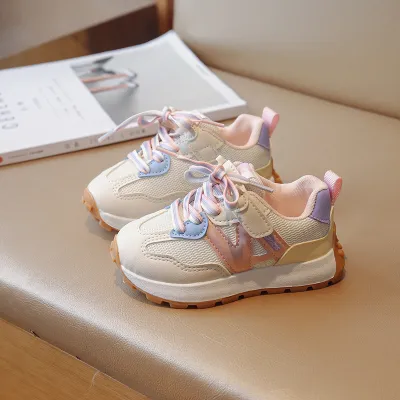 Children Kids Baby Fashion Girls Boys Soft Bottom Color Blocking Stripe Running Sneakers Shoes