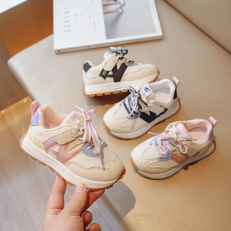 Children Kids Baby Fashion Girls Boys Soft Bottom Color Blocking Stripe Running Sneakers Shoes