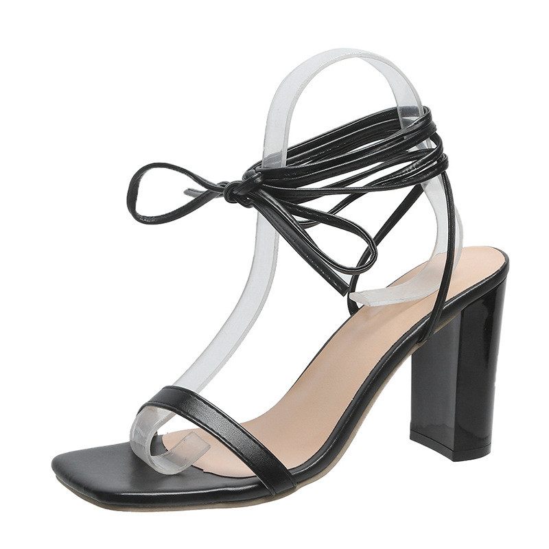 サンダル・ミュール Square Toe Strappy Sandals Shop White Pu Square Toe Strappy Low Block Heeled Sandals
