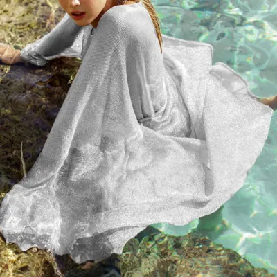 Women's Fashion Stretch Mesh Cardigan Long Sun Protection Beach Outer Cover Up