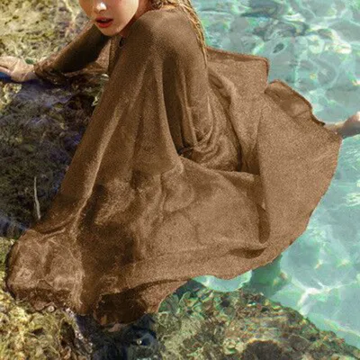 Women's Fashion Stretch Mesh Cardigan Long Sun Protection Beach Outer Cover Up