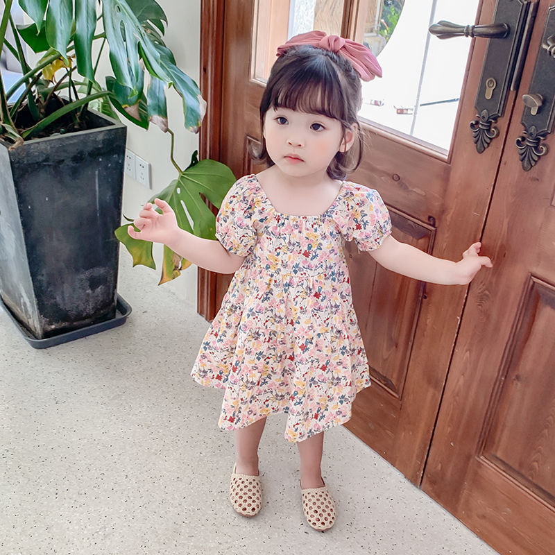 Cotton Floral Print Apron Mini Dress For Baby Girls – Nino Bambino