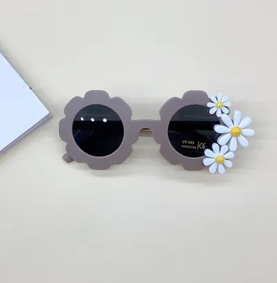Children Kids Baby Fashion Cute Flower Frame Sunglasses Vintage Round PC