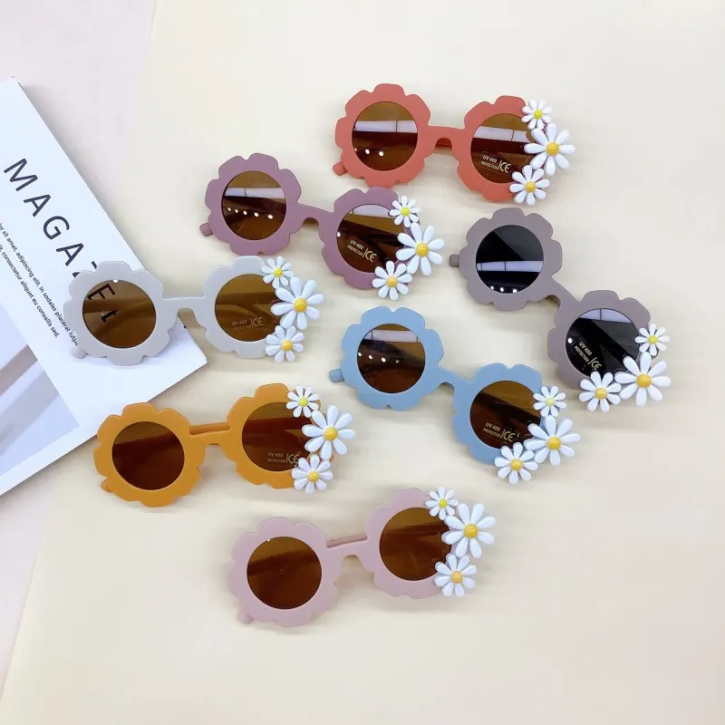 Children Kids Baby Fashion Cute Flower Frame Sunglasses Vintage Round PC