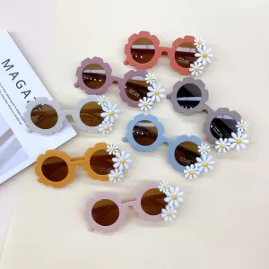 Children Kids Baby Fashion Cute Flower Frame Sunglasses Vintage Round PC