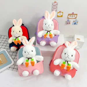 Kids Baby Fashion Cartoon Rabbit Plush Doll Backpack School Bag for Boys Girls