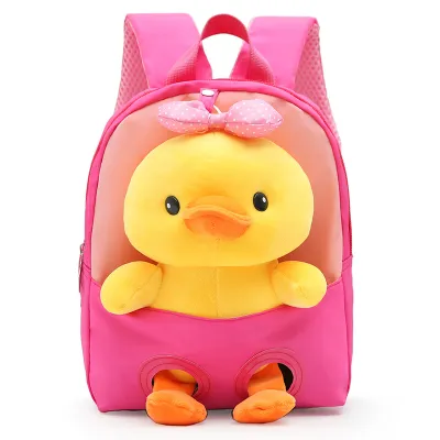 Children Kids Baby Fashion Boys Girls Cartoon Duck Doll Plush Toy Backpack School Bag