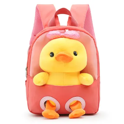 Children Kids Baby Fashion Boys Girls Cartoon Duck Doll Plush Toy Backpack School Bag