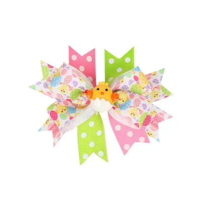 Kids Baby Girls Bunny Color Matching Bowknot Hair Clip Alloy Duckbill Clip