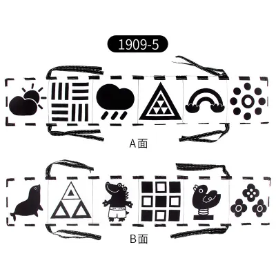 Children Kids Baby 12-Page Double-Sided Black White Bedside Cloth Book Educational Soft Fabric Toy
